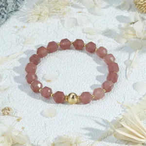Faceted garnet gemstone bracelet vintage stackable commuter versatile hand jewelry chic style