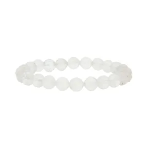Faceted clear crystal beaded bracelet for women, stackable minimalist multi-color gemstone jewelry.