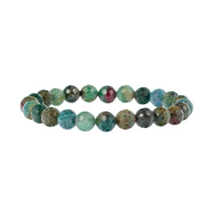 Gedetailleerde close-up van de gefacetteerde natuurstenen kralenarmband met kleurrijke kralen.