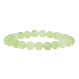 Faceted green crystal bead bracelet, sparkling crystal gemstone jewelry detail shot.