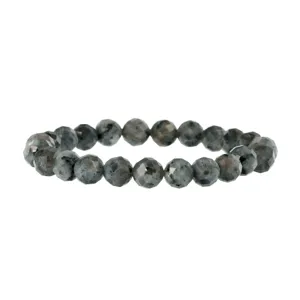 Gefacetteerde grijze edelsteen kralen stretch armband voor dames en heren stijlvol sieraad
