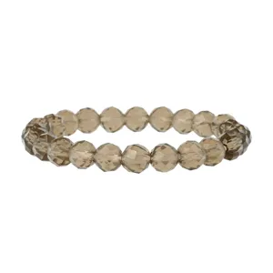 Faceted smoky quartz crystal beaded bracelet for women elegant daily fashion jewelry