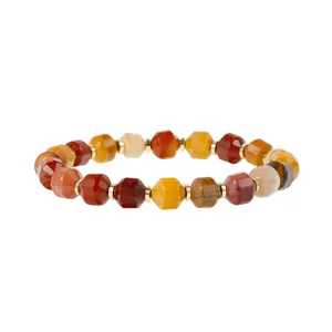 Retro multi-color faceted stone beaded bracelet for women, trendy stackable gemstone jewelry.