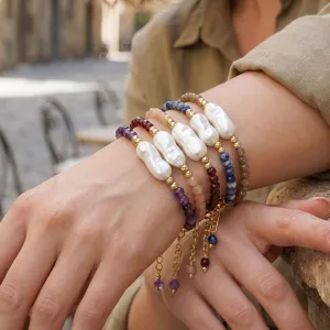 Franse Stijl Onregelmatige Halvedelsteen Kralen Armband Barok Kunstparel Verstelbare Armband Vrouwen Luxe Sieraden