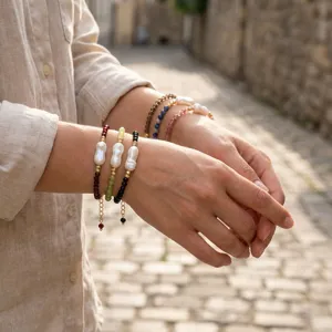 Europese Franse onregelmatige halfedelstenen armband retro kralen sieraden voor dames