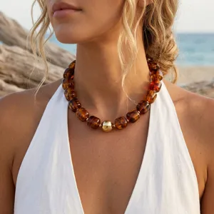 Schicke Acryl Block Perlen Halskette für Damen, stilvolle Urlaubsart Schlüsselbeinkette.