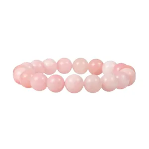 Roze kristal kraal stretch armband retro Morandi stijl esthetische damessieraden.