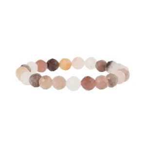 Gedetailleerde facet geslepen multi-color edelstenen kralen elastische armband.