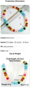 Collana di perle colorata stile dopamina perle acriliche spesse girocollo gioielli moda