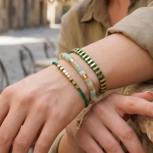 Boho kralen armband set verstelbaar gevlochten gelaagd sieraden detailweergave voor dames