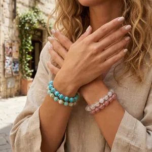 Bohemien meerlaagse natuursteen kralen armband set voor vrouwen vintage polssieraden