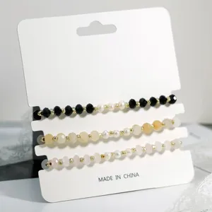 Boheemse halfedelsteen kralen stapelbare armband set, elegante dagelijkse sieraden.