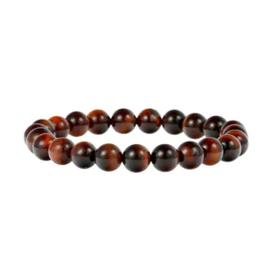 Rode tijgeroog edelsteen kralen armband close-up detailopname voor dames en heren.