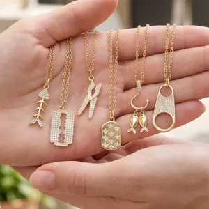 collier pendentif en cuivre plaqué or 18k micro zircon mode chaîne de clavicule bijoux