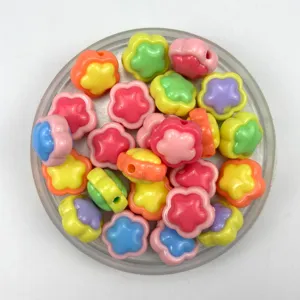 Colorful acrylic flower beads for DIY crafts, phone charms and jewelry making accessories.