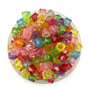 Bunte facettierte Acryl Würfel Perlen 6-10mm transparente quadratische Kristall Basteldetails