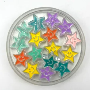 Acrylic transparent straight-hole dripping oil pentagram smiley face beads detail closeup