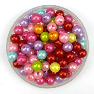 Colorful ABS imitation pearl beads detail, smooth round loose beads for DIY handmade jewelry making.