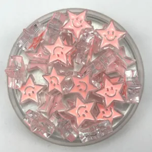 Acrylic transparent star smiley beads for DIY phone chains jewelry making and cute hair accessories