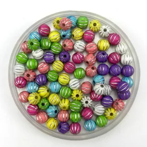 Colorful acrylic pumpkin shaped loose beads for DIY handmade bracelets and necklaces making.