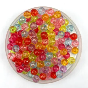 Colorful faceted acrylic earth beads mix sizes 6-12mm transparent DIY craft loose beads