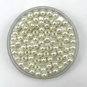 White imitation pearl ABS plastic beads with holes for DIY jewelry making and bag crafts accessories