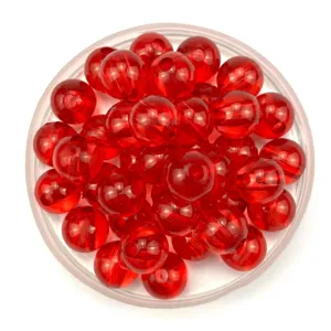 Red transparent acrylic round beads for DIY bracelets and necklaces jewelry making.
