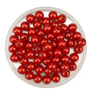 Red ABS imitation pearl beads with straight hole for DIY jewelry making earrings bracelets