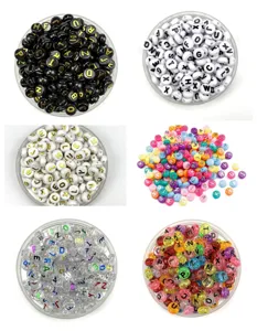 Acrylic alphabet beads for DIY jewelry making, round letter spacer beads for bracelets and crafts.