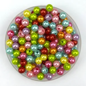 Colorful acrylic imitation pearl beads, high gloss straight hole DIY jewelry making material.