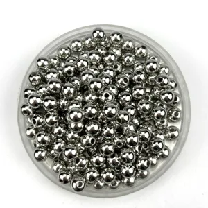 Silver metallic round beads DIY jewelry accessories straight hole spacer beads crafting supplies