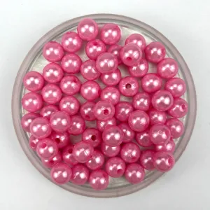 Pink ABS imitation pearl beads detail for DIY handmade bracelet necklace jewelry craft.