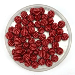 Perles de baies rouges perles acryliques boules pour fabrication de bijoux mariage artisanat