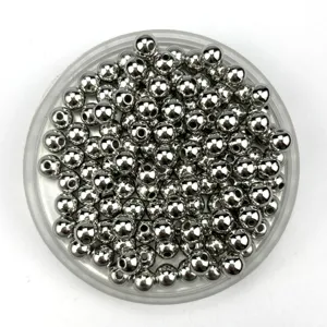 Silver round beads metal spacer beads straight hole DIY jewelry making accessories close-up