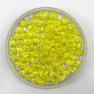 Transparent yellow faceted acrylic earth beads detail, 6-12mm DIY jewelry making loose beads