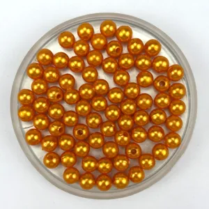 Bright orange ABS plastic pearl beads for DIY jewelry making and craft accessories.