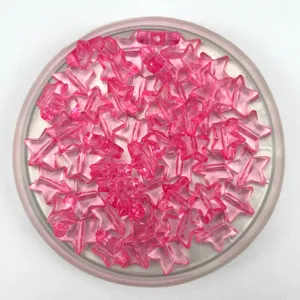 Rosa transparente Stern Acryl Perlen, schicke DIY Schmuck Zubehoer fuer Halsketten und Armbfaender.