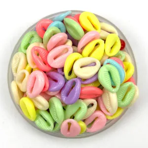 Colorful plastic cowrie shell beads pastel DIY jewelry making craft large hole charm charms