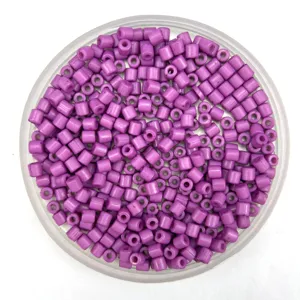 Detailed view of purple cylinder acrylic beads, bulk large hole spacer beads for DIY jewelry making.