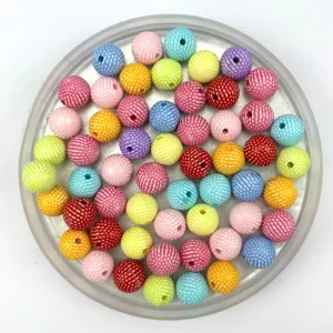 Colorful polka dot bayberry beads detail view, acrylic DIY spacer beads close-up display.