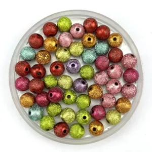 Colorful round frosted crinkle beads DIY jewelry accessories bracelet making supplies