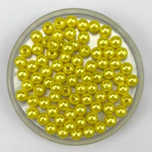 Yellow imitation pearl ABS plastic beads for DIY jewelry making, crafts, and bag accessories.
