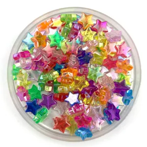 Kleurrijke kunststof sterren kralen voor DIY sieraden maken, transparante iriserende bedels.