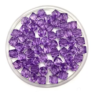 Transparent purple square acrylic beads faceted loose beads for DIY handmade jewelry crafting