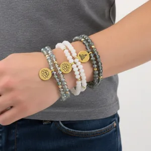 Pulsera de Cuentas de Vidrio Multicapa Estilo Neochino Colgante de Loto Buda Dorado Pulsera de Hilo de Cuentas Hecha a Mano Joyería Mujer