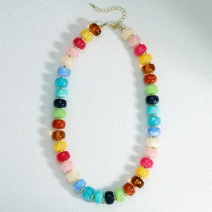 Collana con perline in acrilico colorato stile dopamina catena grossa per la spiaggia