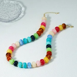 Collana di perle in acrilico colorato, stile dopamina choker perline abachi per estate spiaggia.
