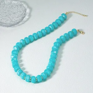 Collana di perle in acrilico blu da donna moda spiaggia vacanza stile gioielli catena chic