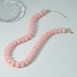 Collana con perline abaco in acrilico rosa vacanze spiaggia catena clavicola versatile