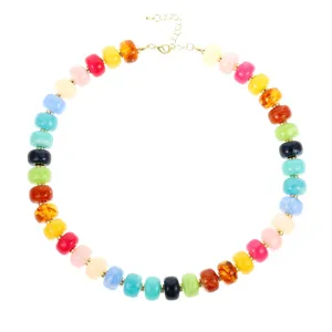 Collana di perle in acrilico colorato, stile vacanze estive bellissimi gioielli da donna.